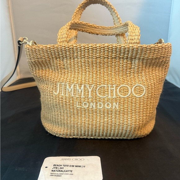 Jimmy Choo Tan Woven Tote Bag - Picture 4 of 9